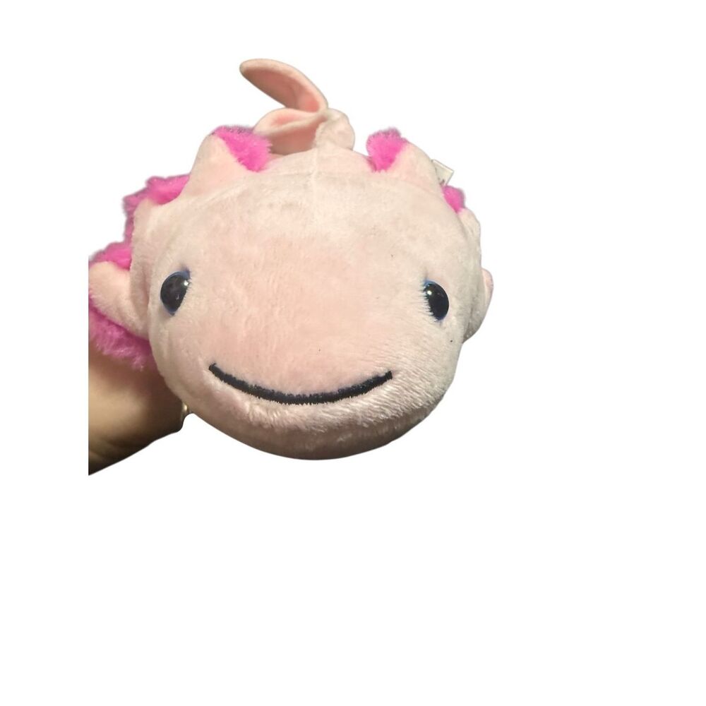The Petting Zoo Axolotl Plush Stuffed Animal with Two Slap Bracelets Pink Arm - Picture 5 of 11